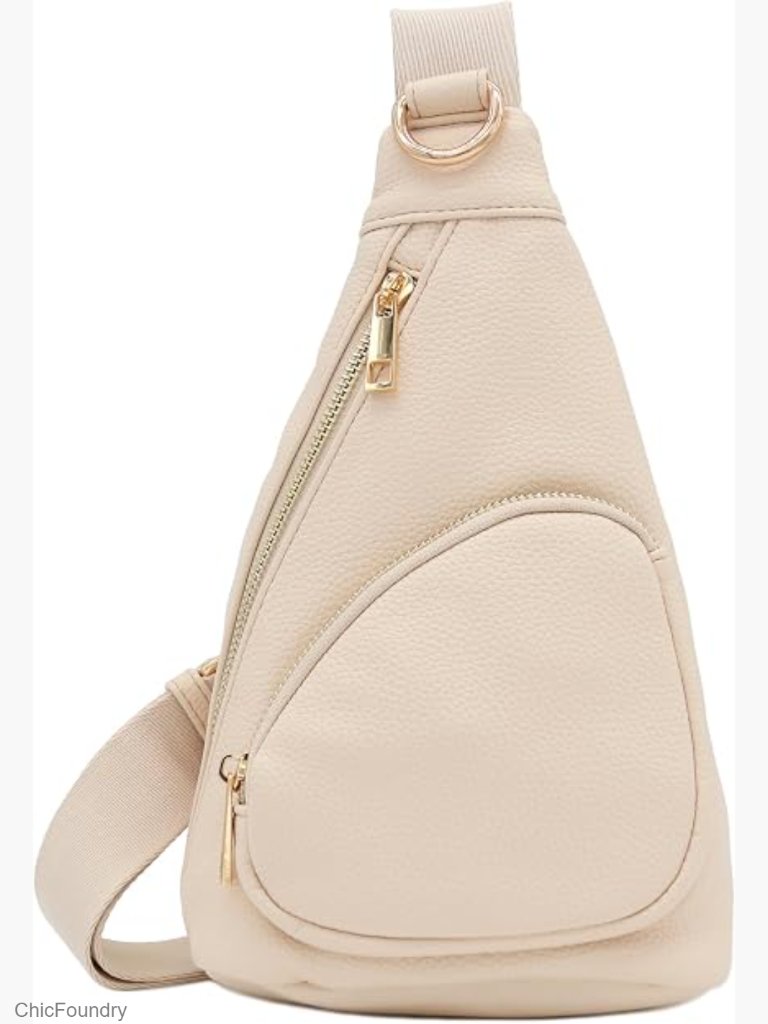 Compact Triangle Sling Bag Crossbody Pu Leather Adjustable Strap Lightweight